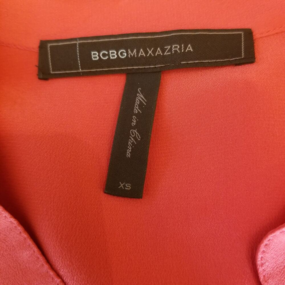 BCBGMAXAZRIA Gisele Bib Romper with Zipper Pockets Red Sheer Size XS $248 - Picture 9 of 11